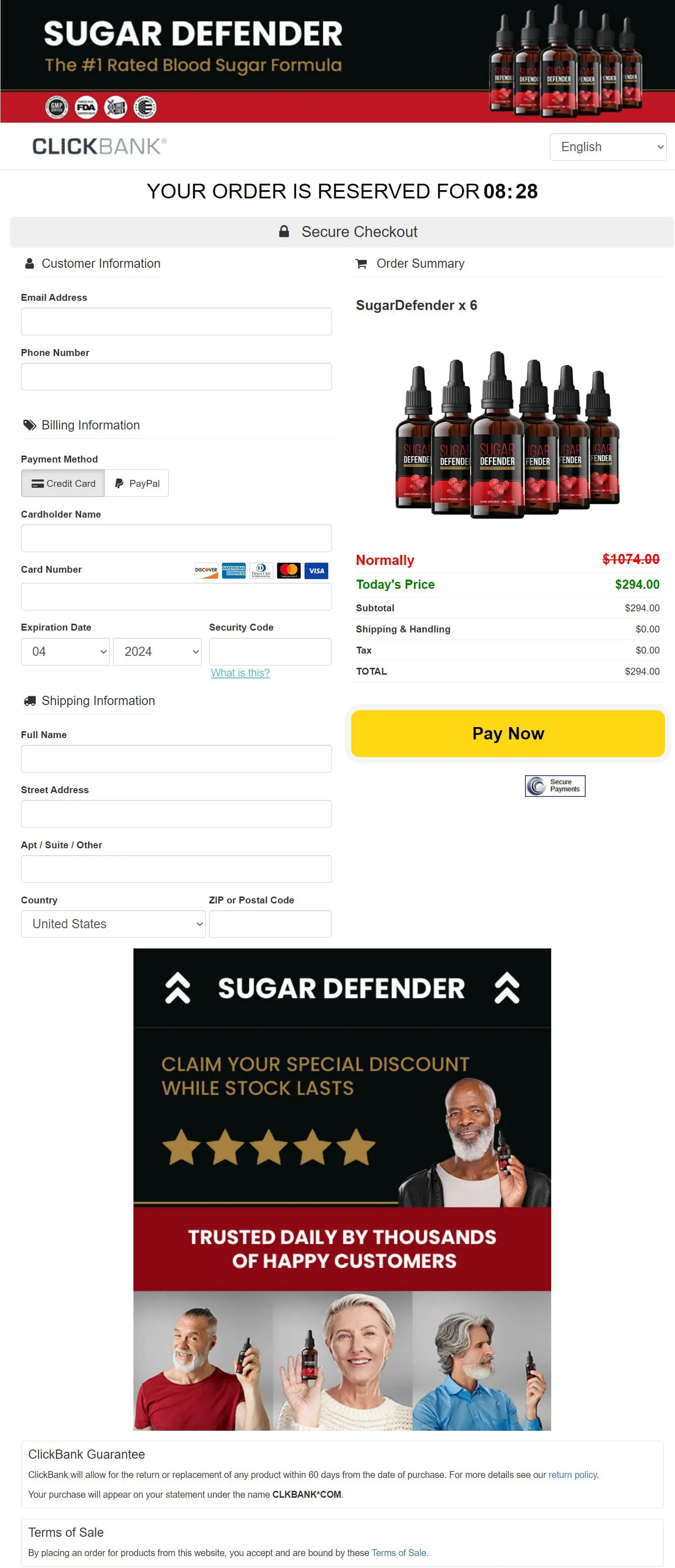 Sugar Defender - Order Page